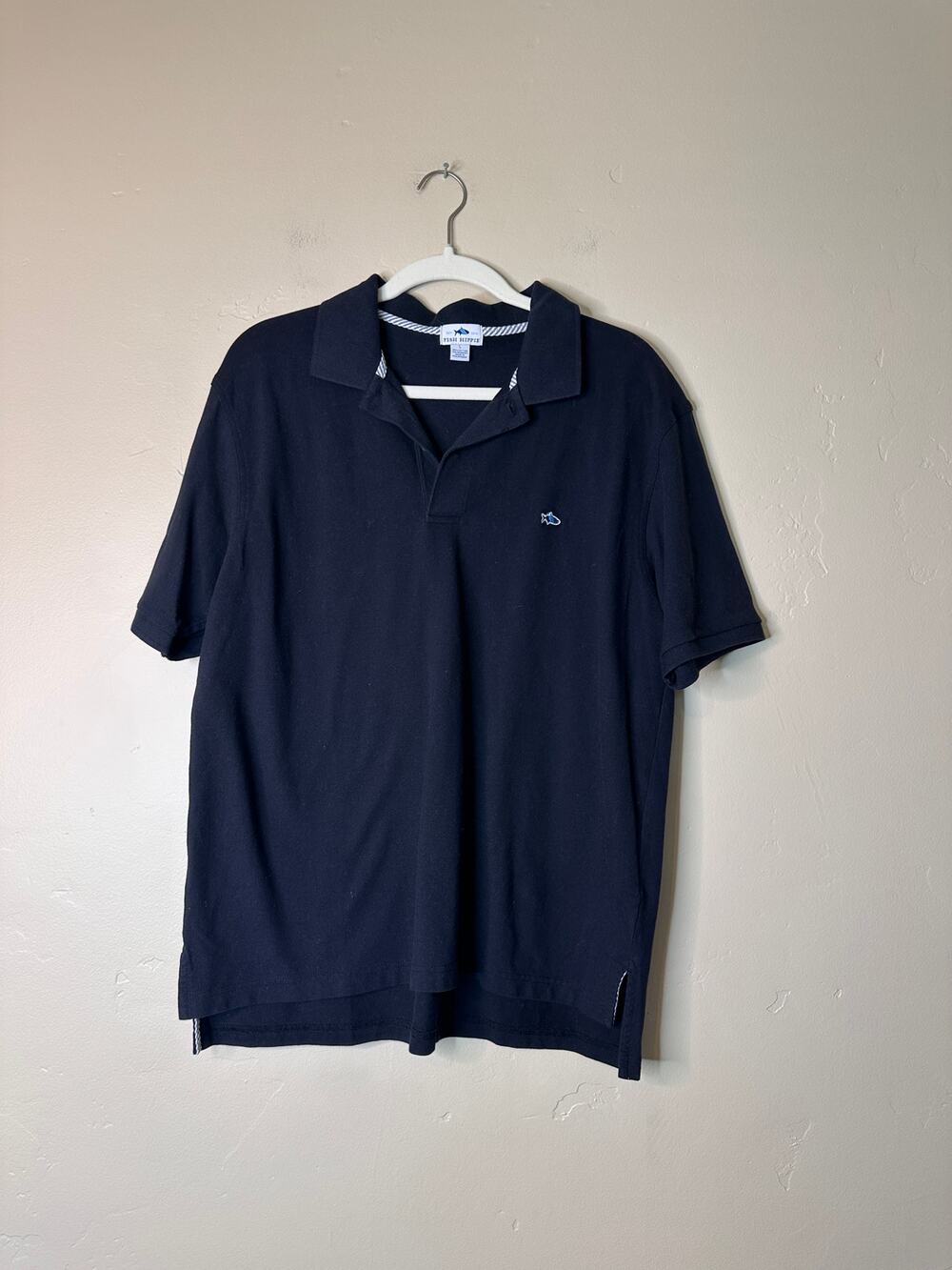 Men's Fish Hippie Black Short Sleeve Polo LARGE